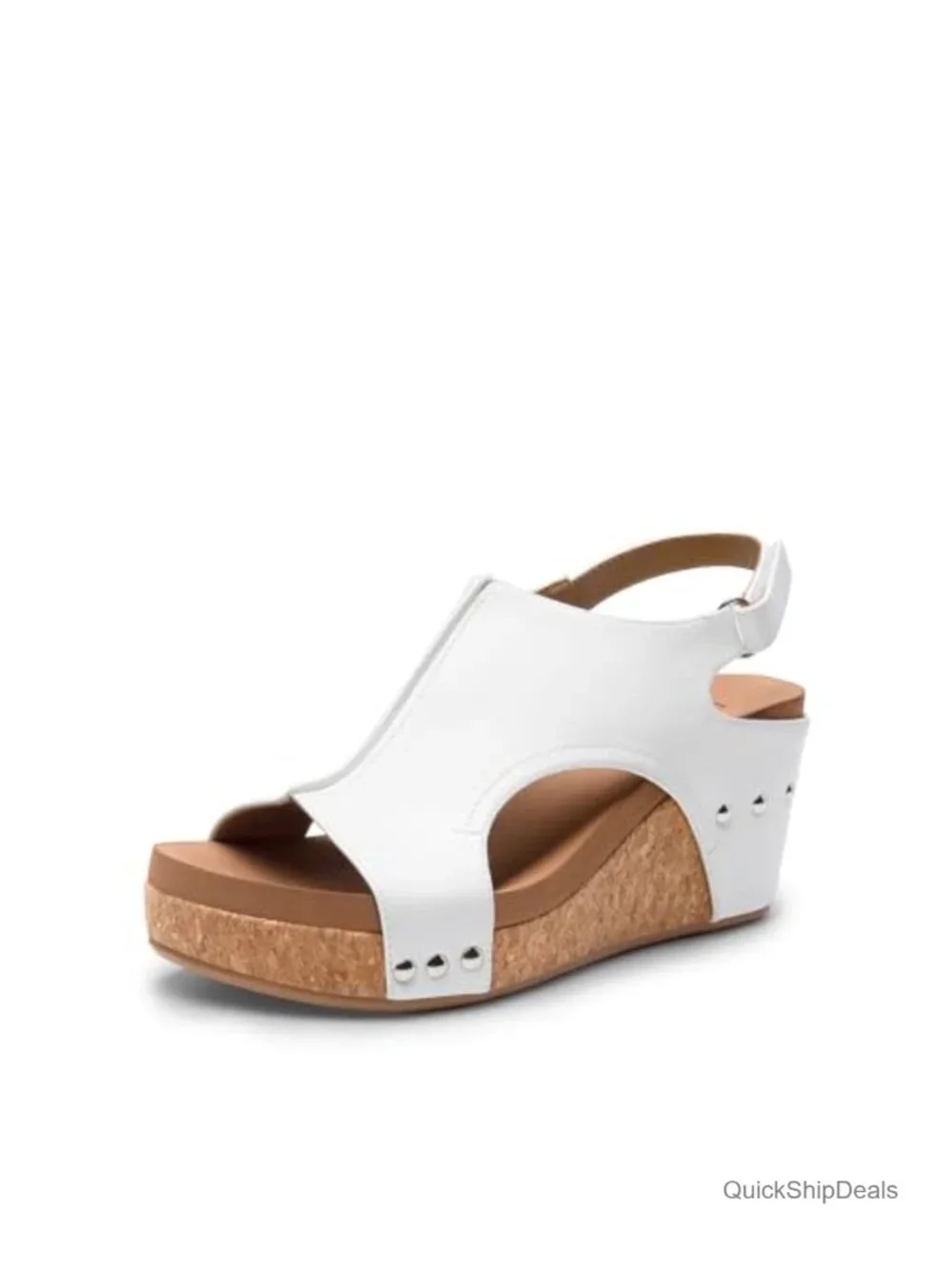 Comfortable Wedge Sandals, Peep-Toe Platform Synthetic Leather with Cushioned
